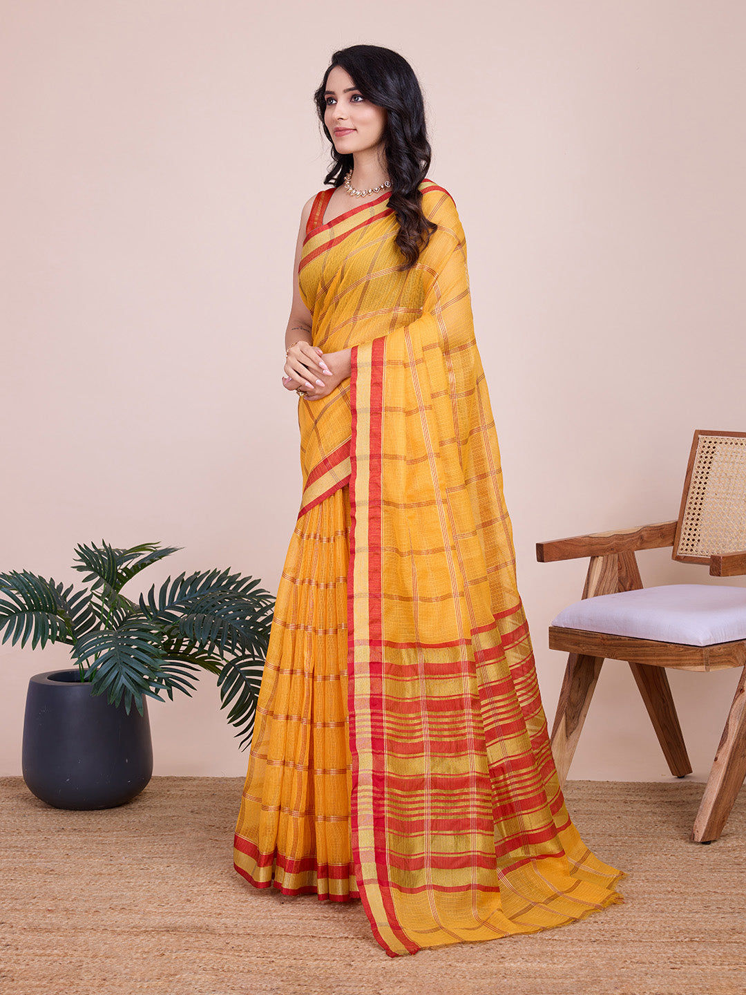 Kota Doriya Saree With Zari Weaving Work