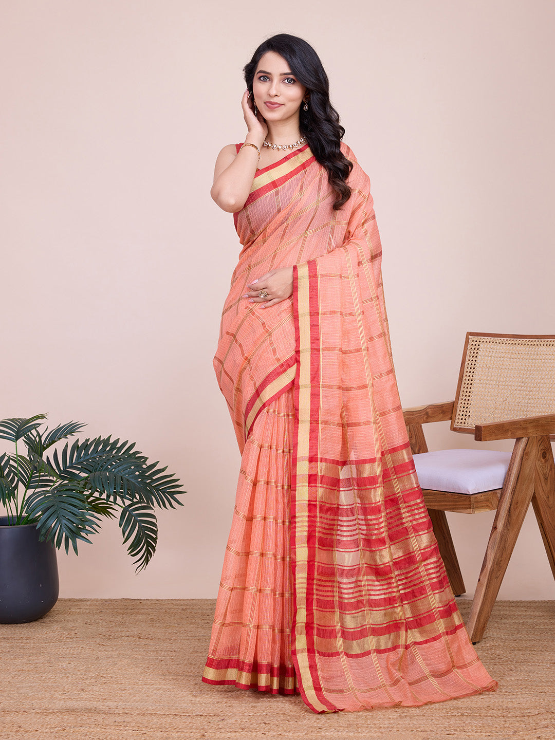 Kota Doriya Saree With Zari Weaving Work