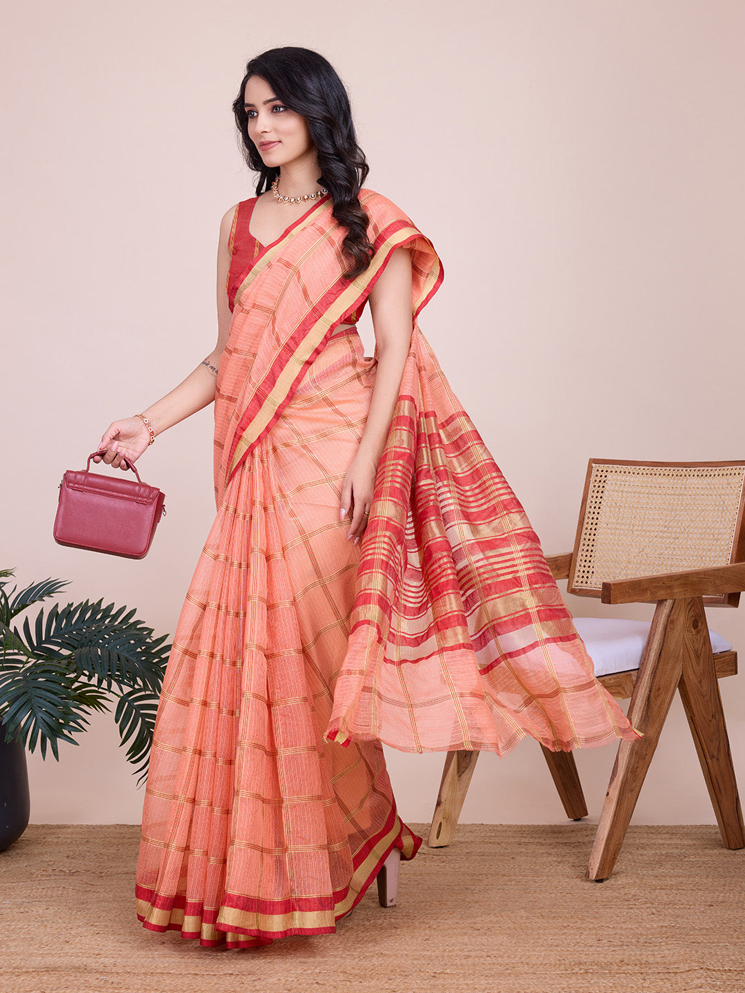 Kota Doriya Saree With Zari Weaving Work