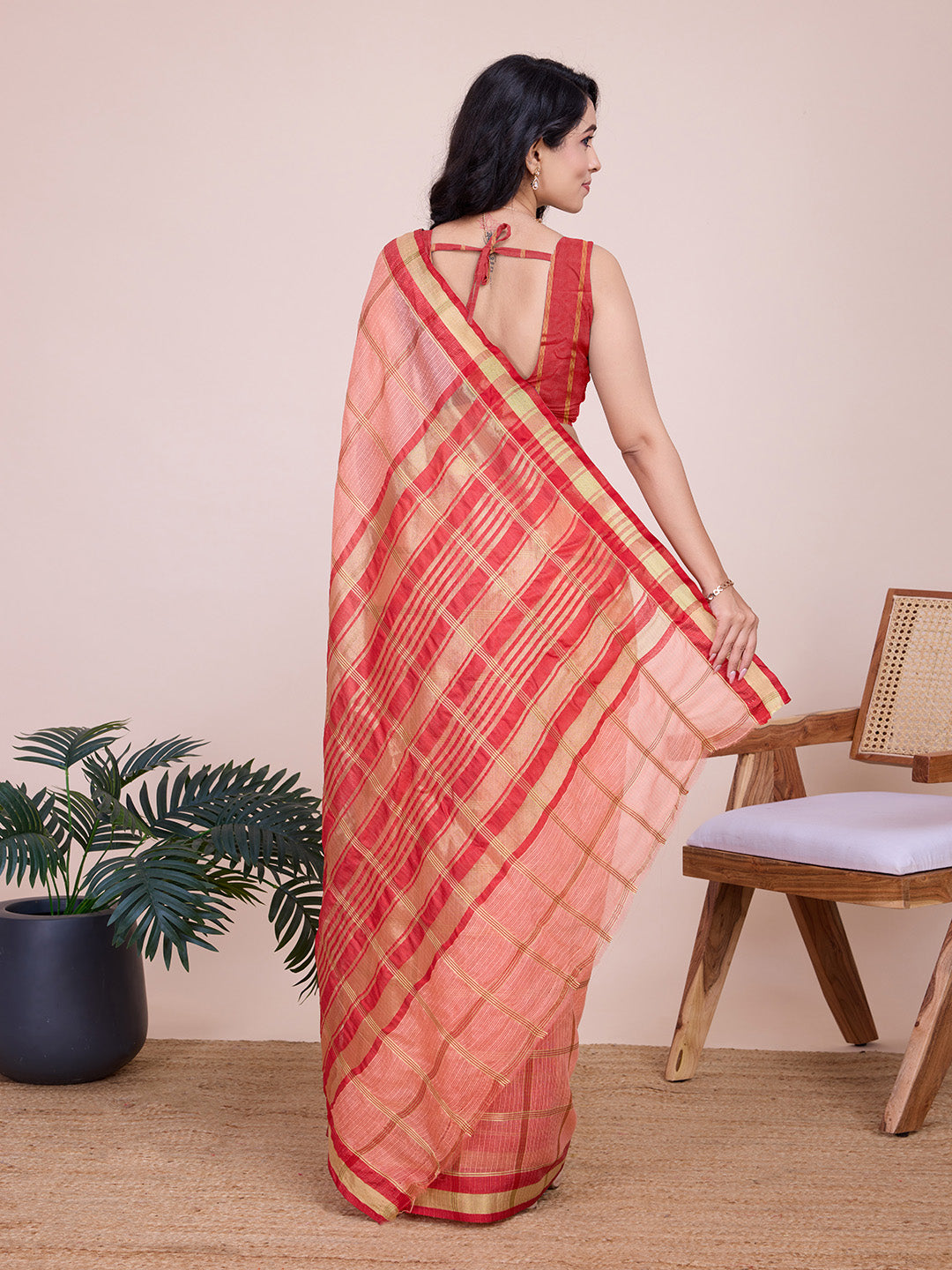 Kota Doriya Saree With Zari Weaving Work