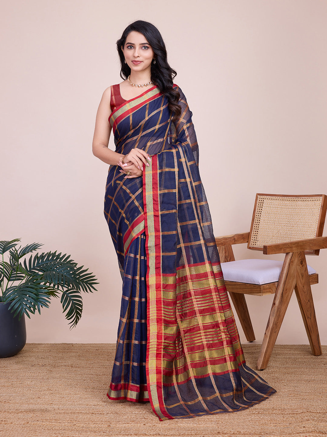 Kota Doriya Saree With Zari Weaving Work