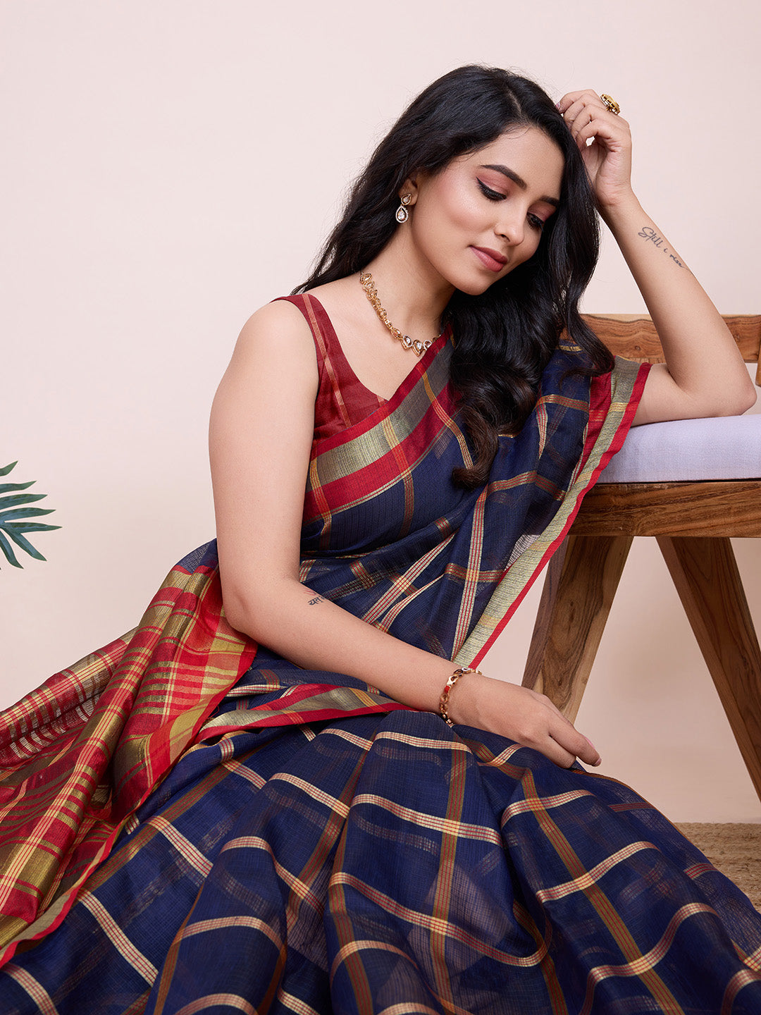 Kota Doriya Saree With Zari Weaving Work