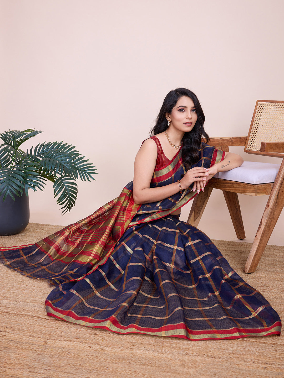 Kota Doriya Saree With Zari Weaving Work