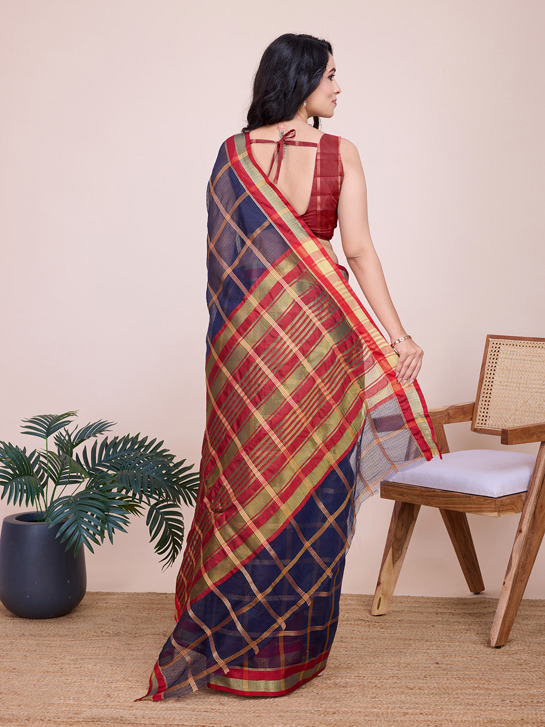 Kota Doriya Saree With Zari Weaving Work