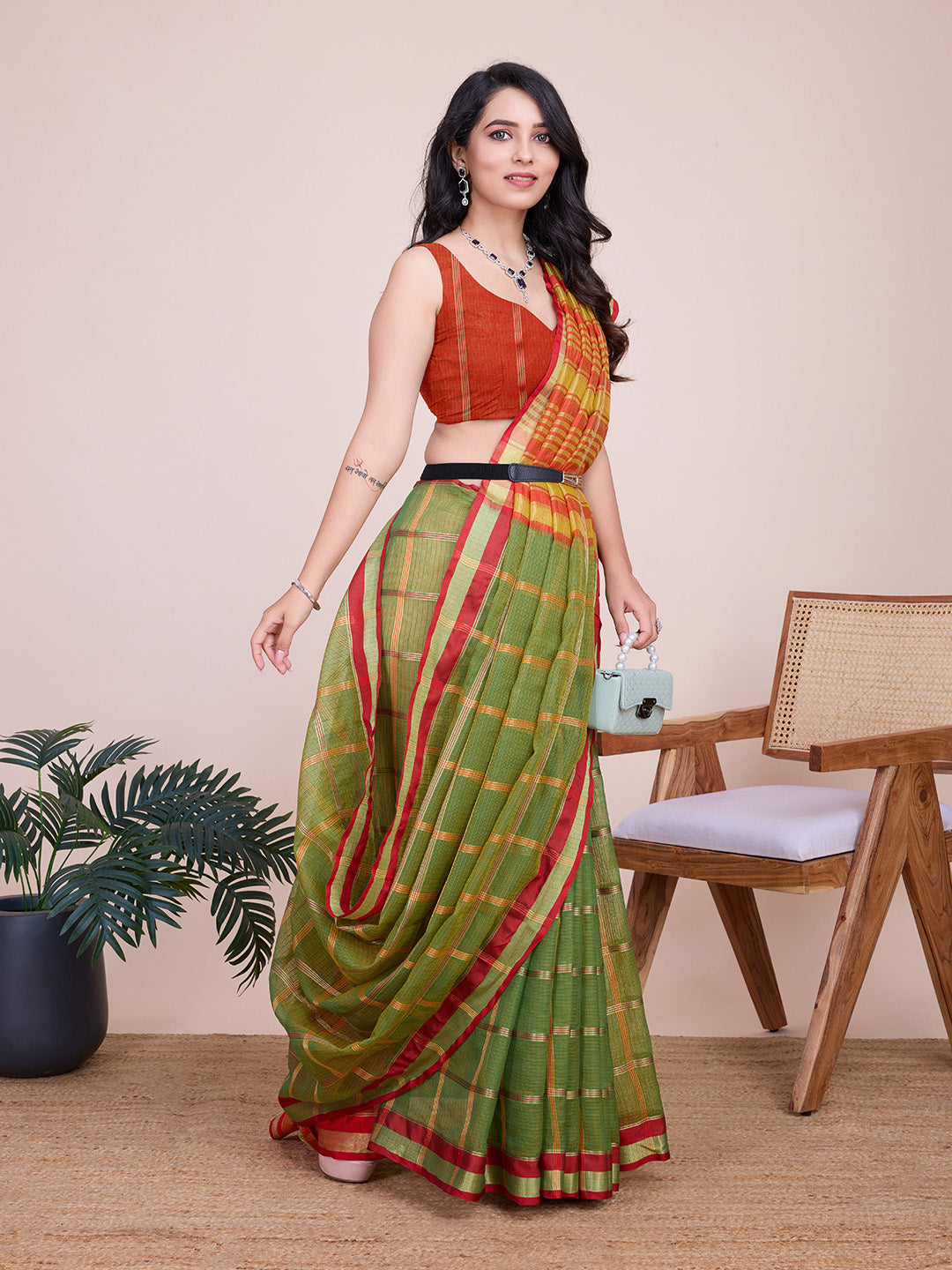 Kota Doriya Saree With Zari Weaving Work