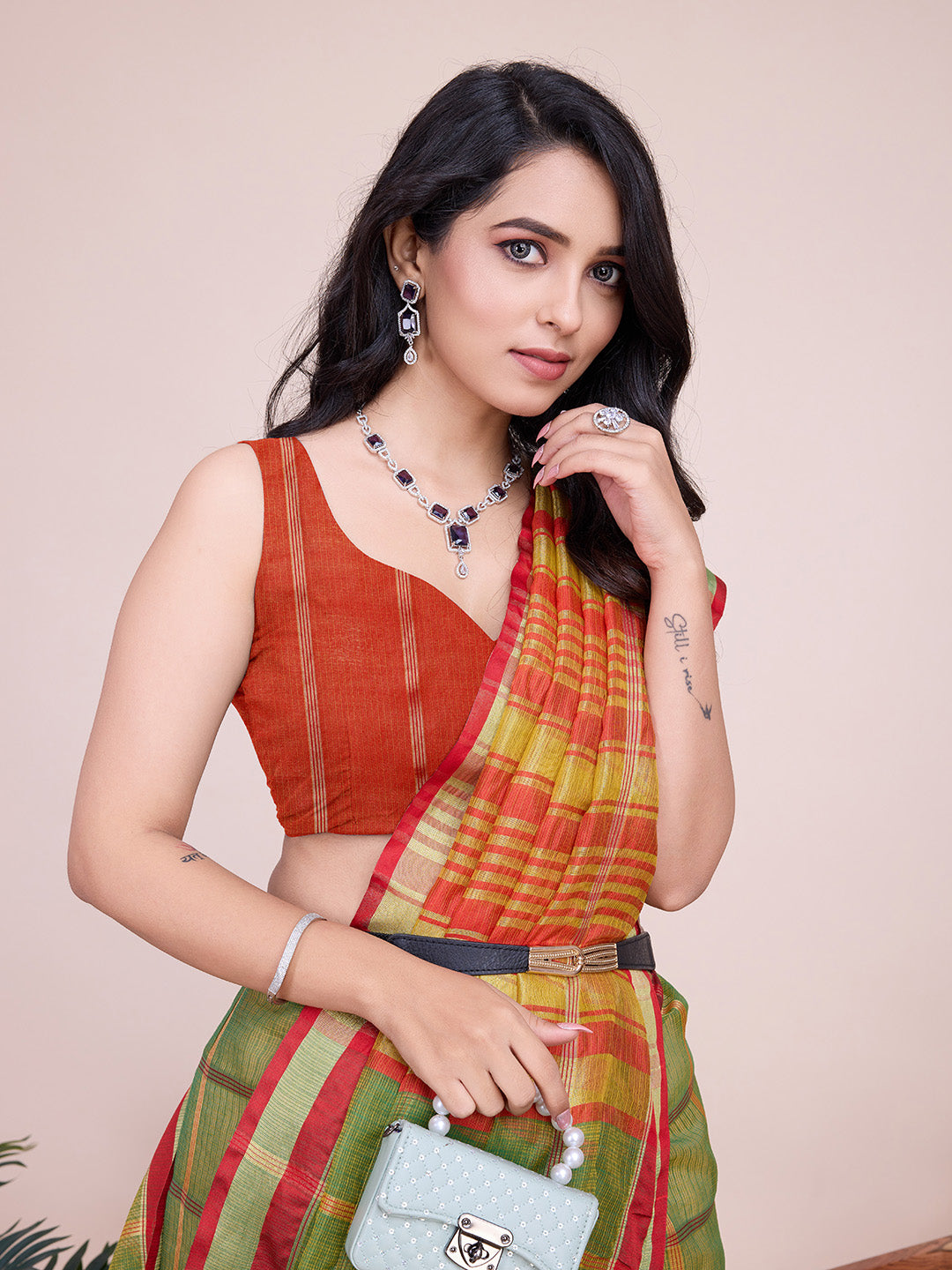 Kota Doriya Saree With Zari Weaving Work