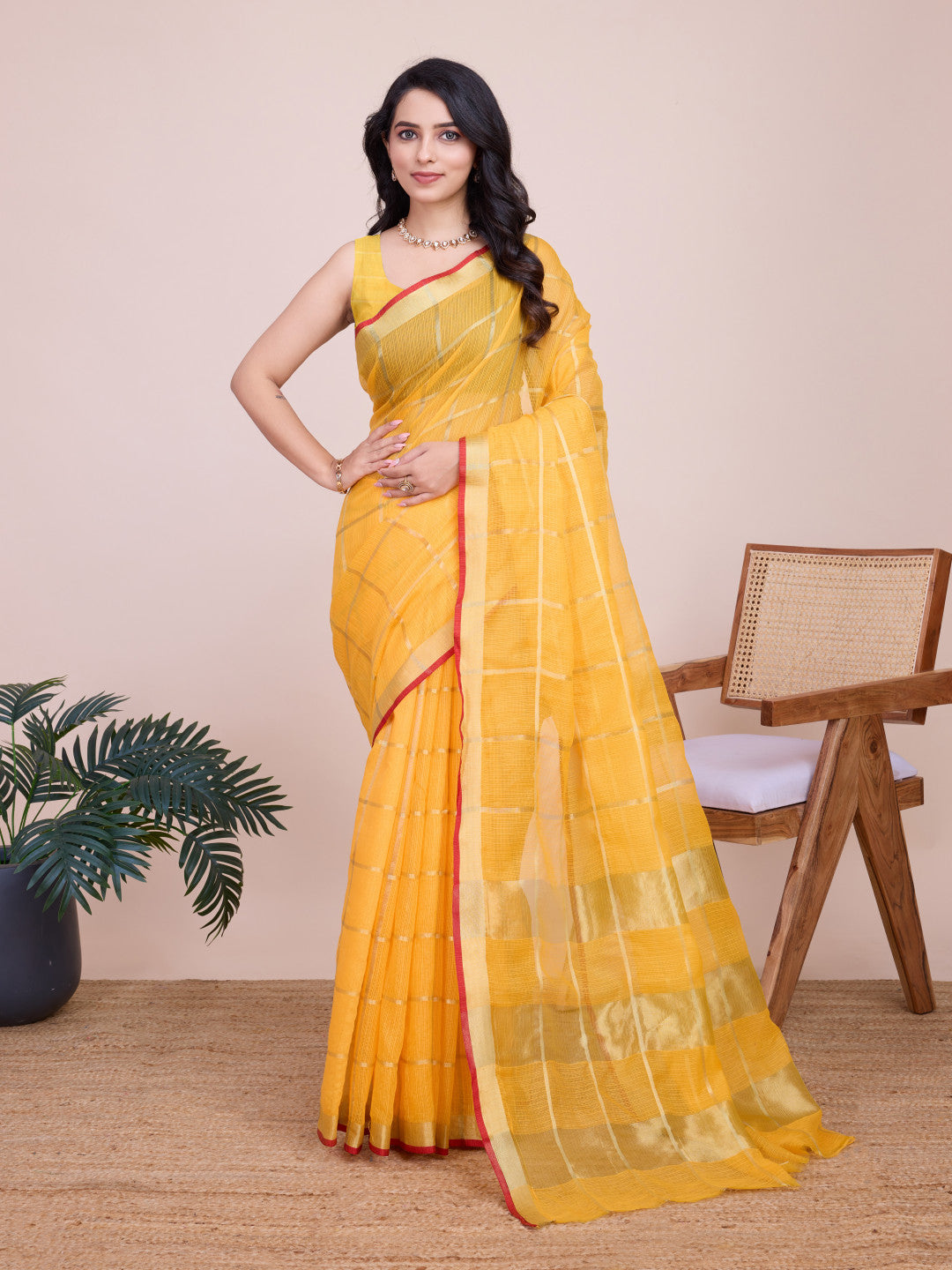 Kota Doriya Saree With Zari Weaving Work