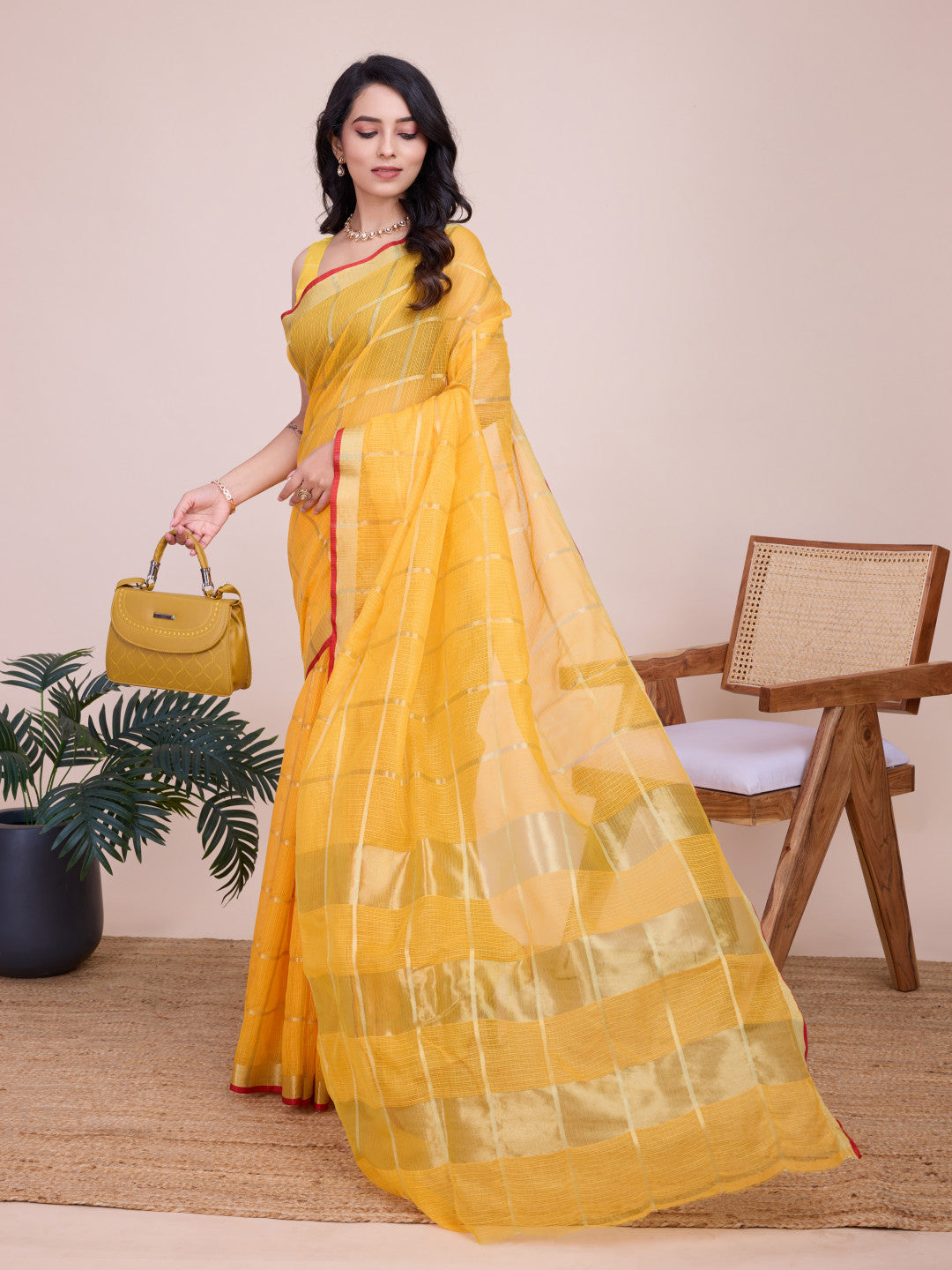 Kota Doriya Saree With Zari Weaving Work