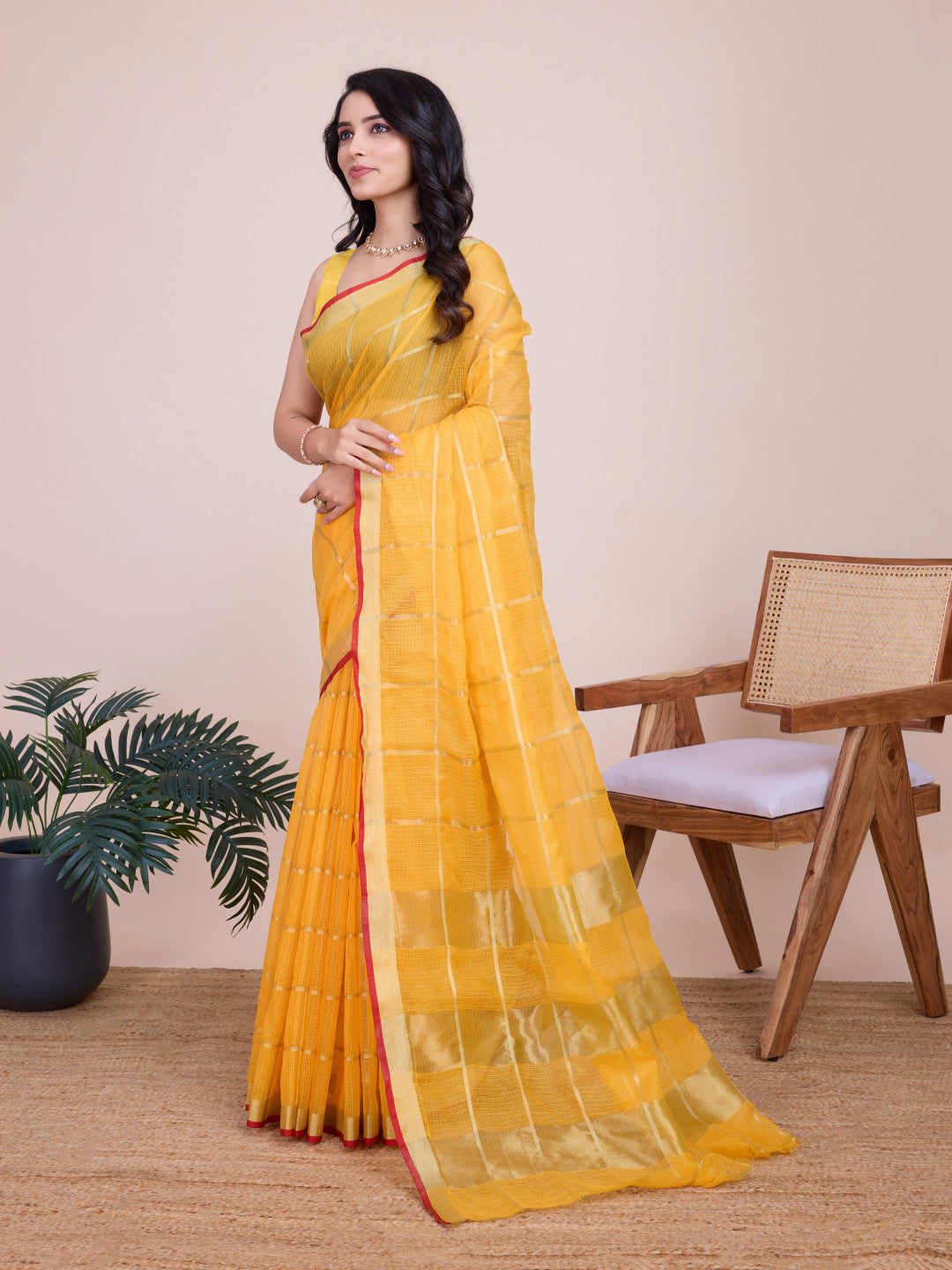 Kota Doriya Saree With Zari Weaving Work