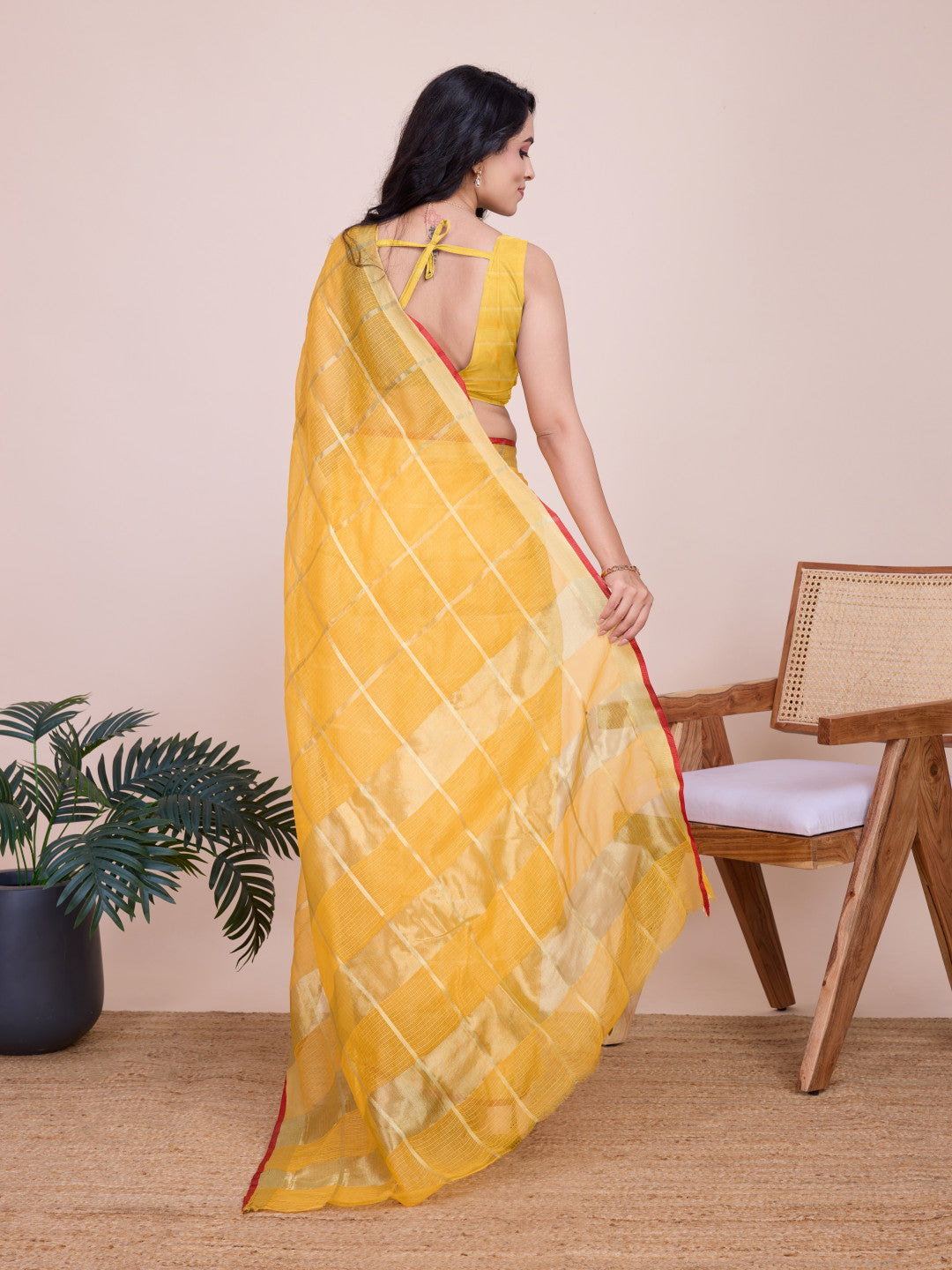 Kota Doriya Saree With Zari Weaving Work