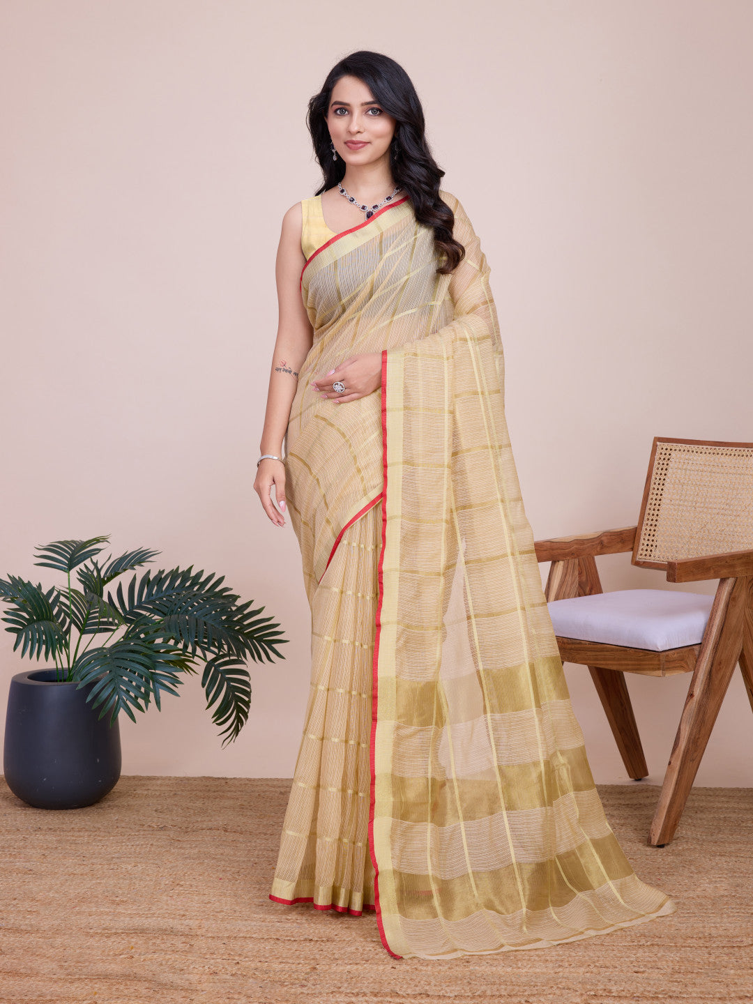 Kota Doriya Saree With Zari Weaving Work