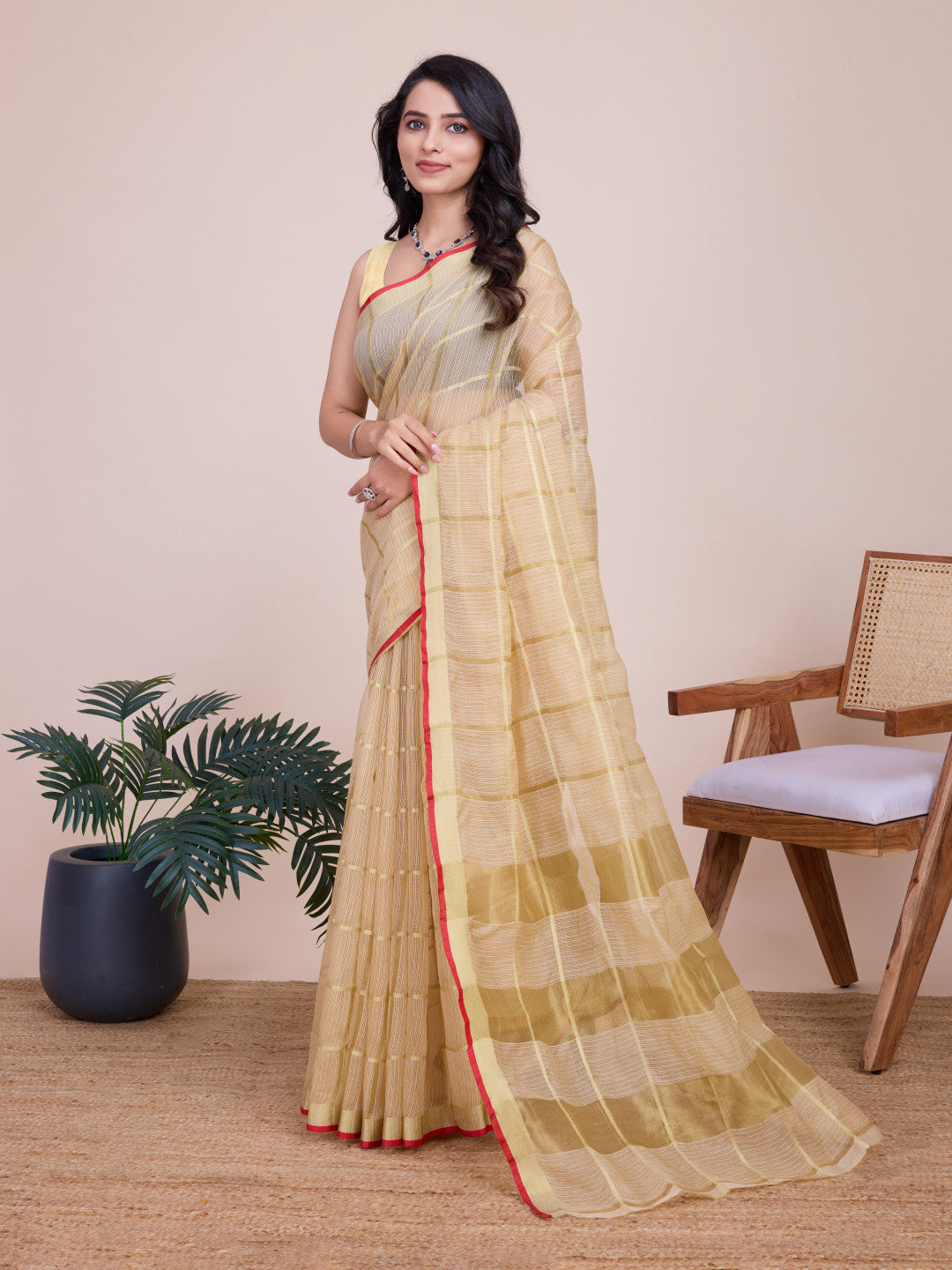 Kota Doriya Saree With Zari Weaving Work