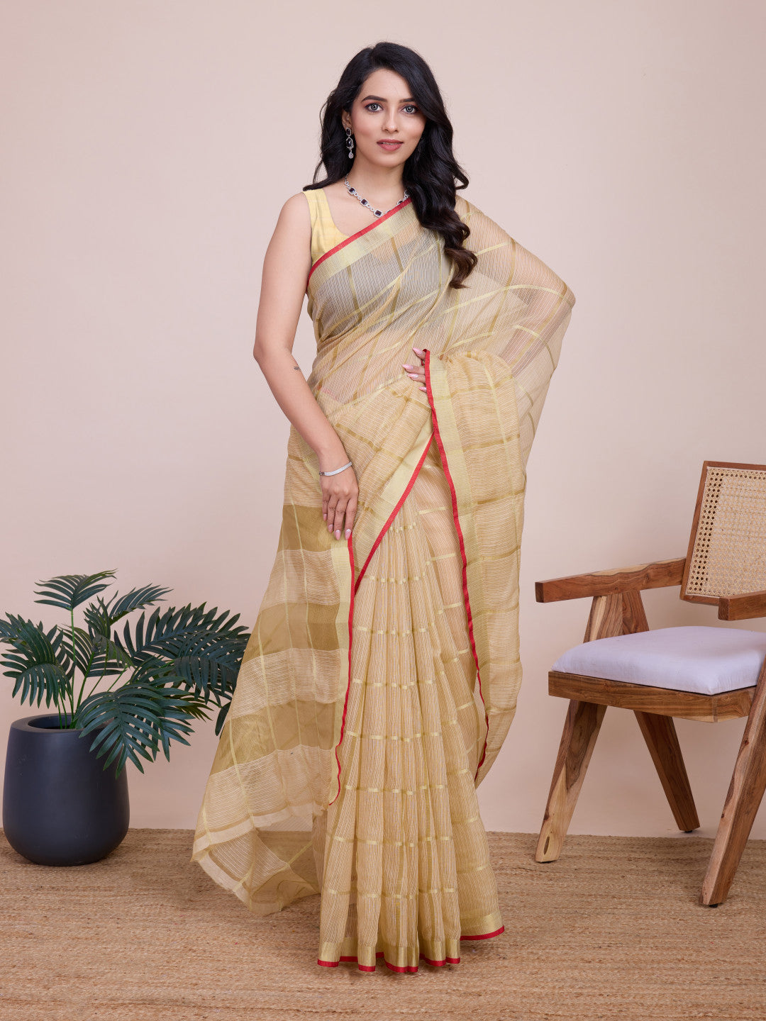 Kota Doriya Saree With Zari Weaving Work