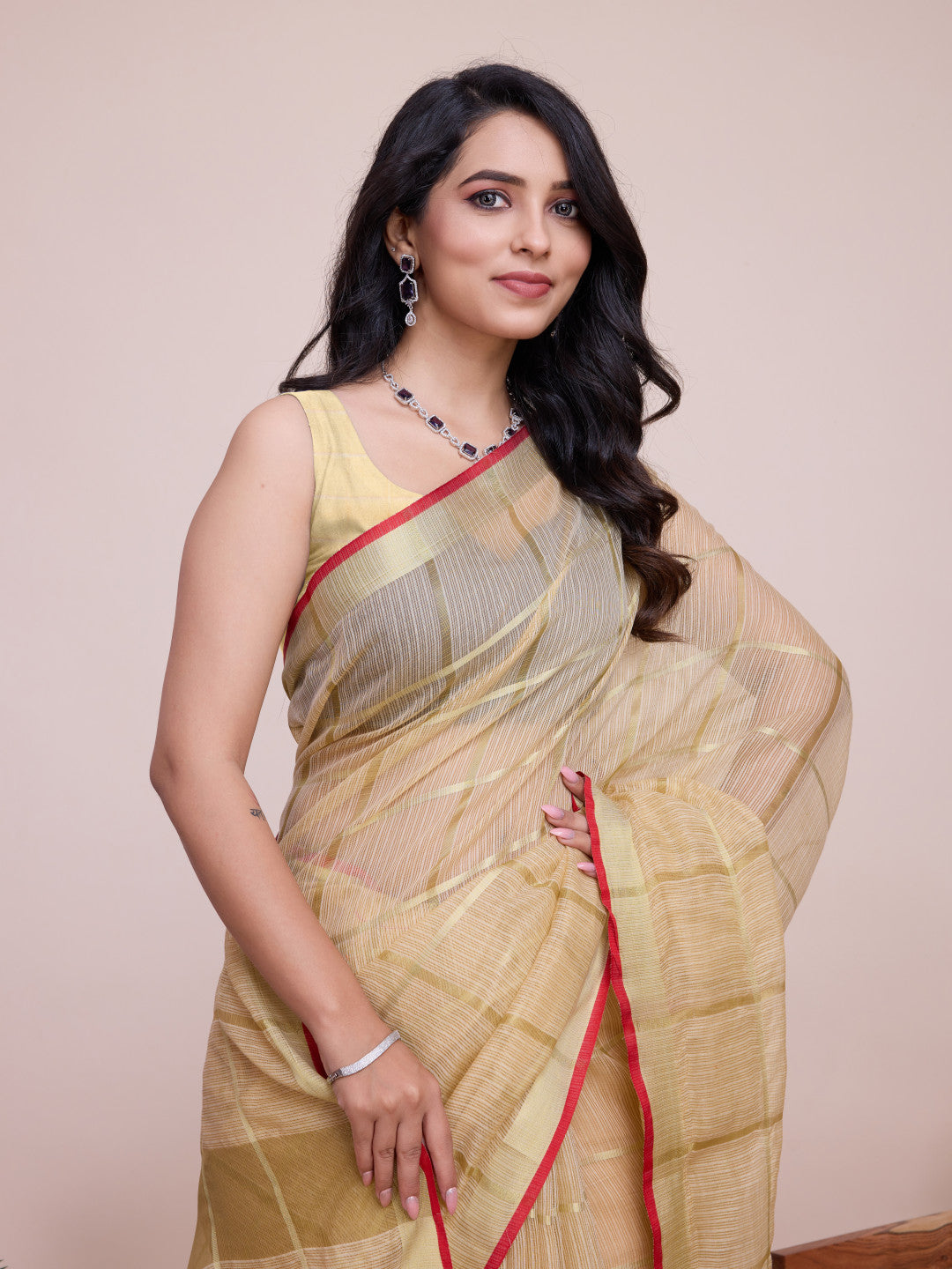 Kota Doriya Saree With Zari Weaving Work