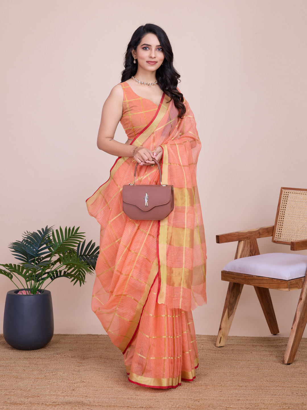 Kota Doriya Saree With Zari Weaving Work