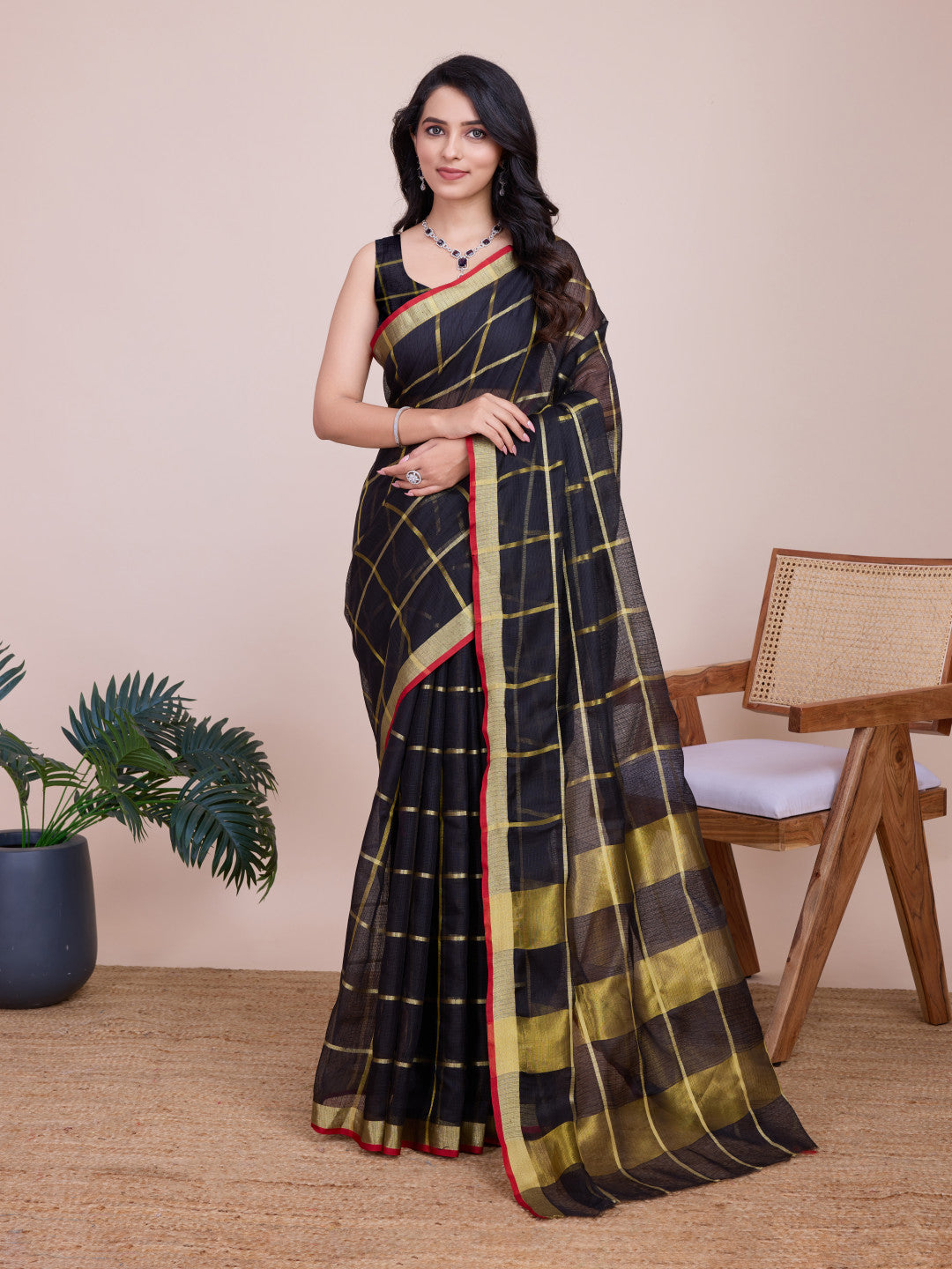 Kota Doriya Saree With Zari Weaving Work