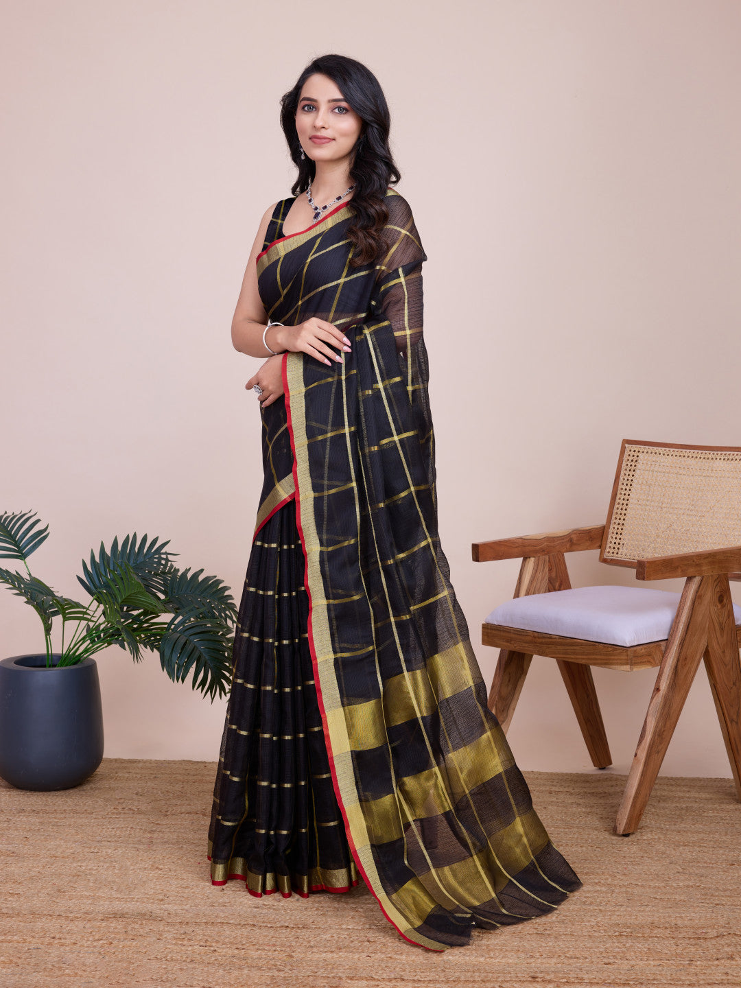 Kota Doriya Saree With Zari Weaving Work