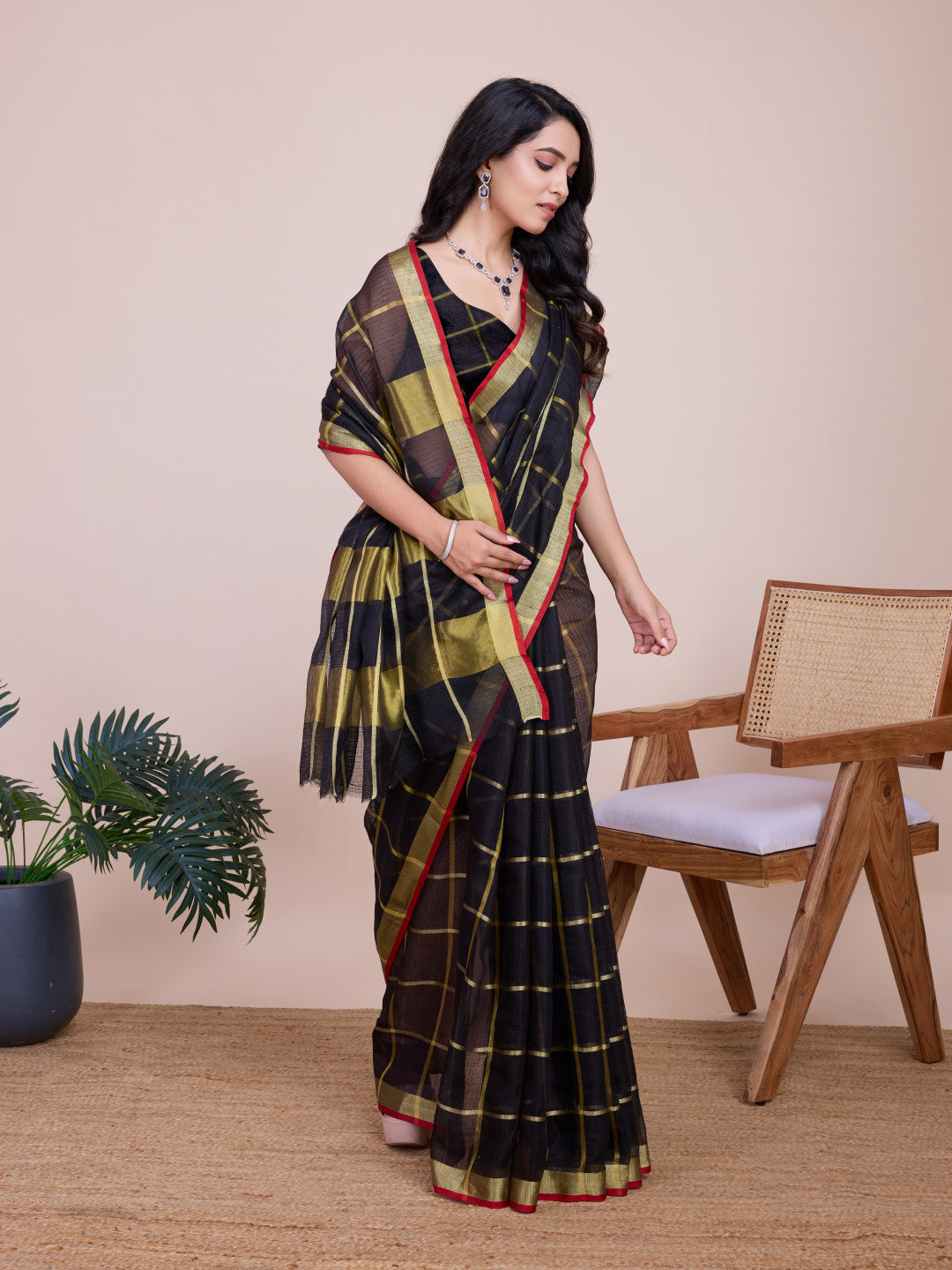 Kota Doriya Saree With Zari Weaving Work