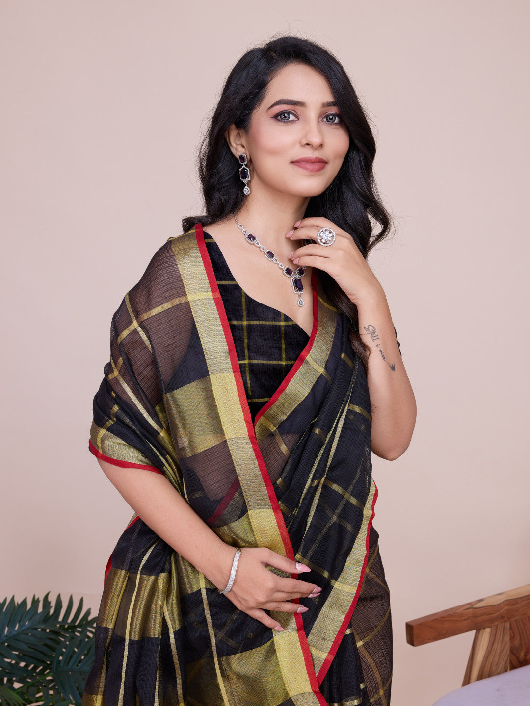 Kota Doriya Saree With Zari Weaving Work