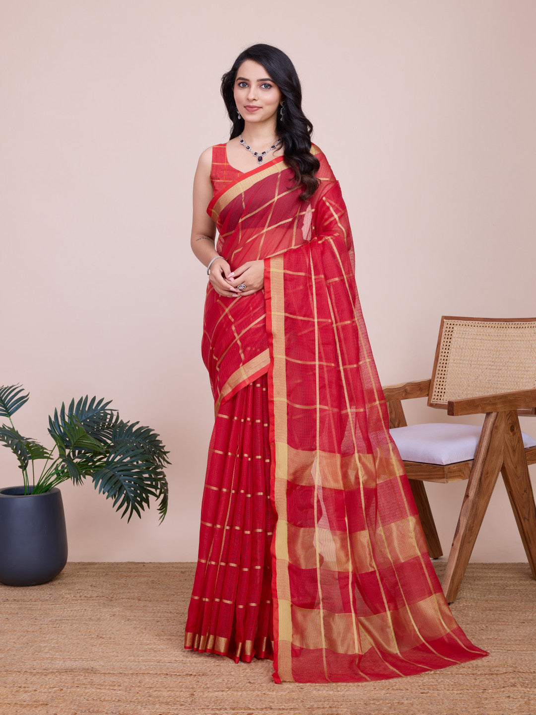Kota Doriya Saree With Zari Weaving Work