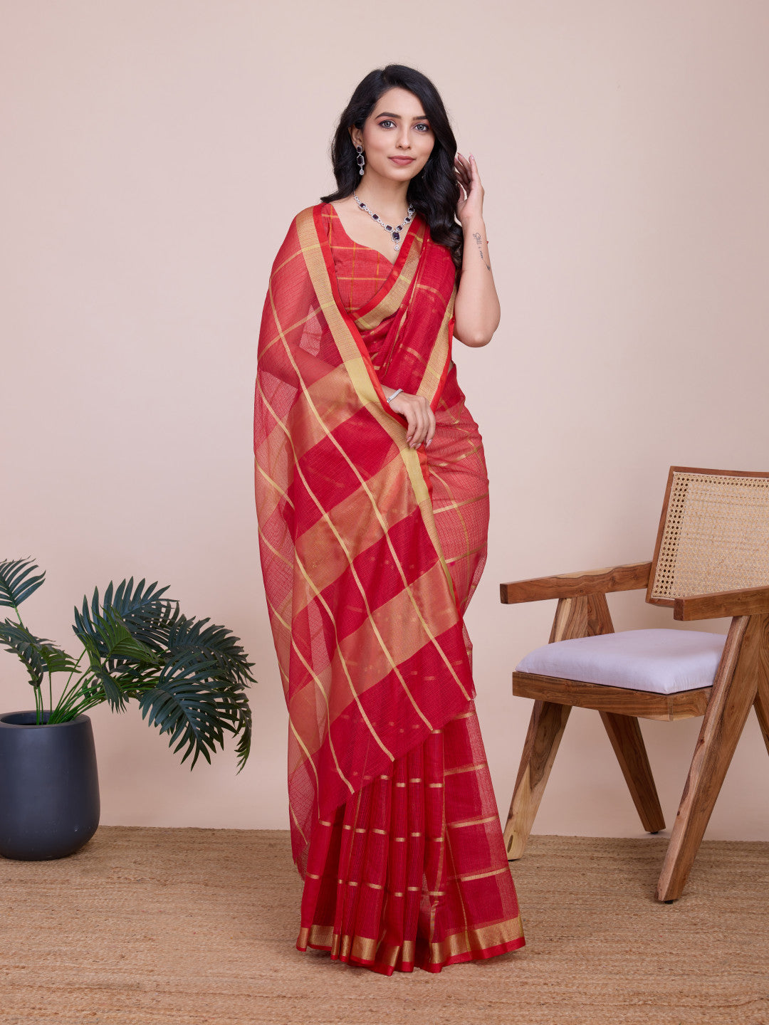 Kota Doriya Saree With Zari Weaving Work
