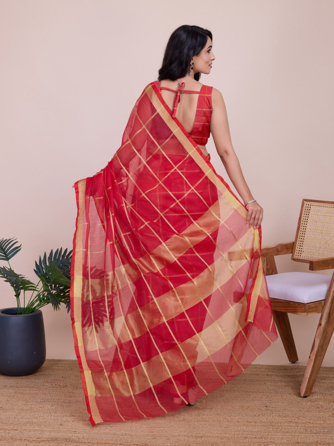 Kota Doriya Saree With Zari Weaving Work