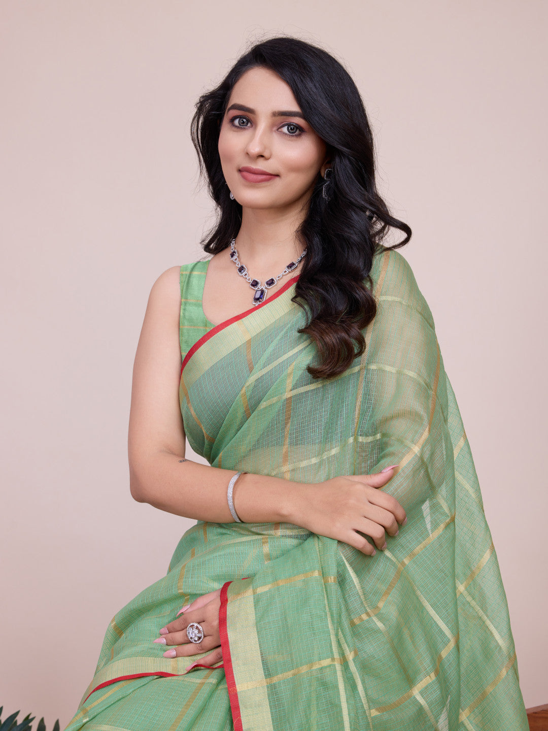 Kota Doriya Saree With Zari Weaving Work