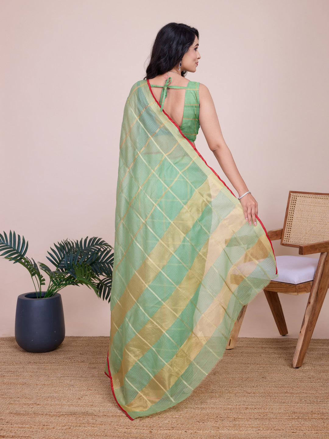 Kota Doriya Saree With Zari Weaving Work