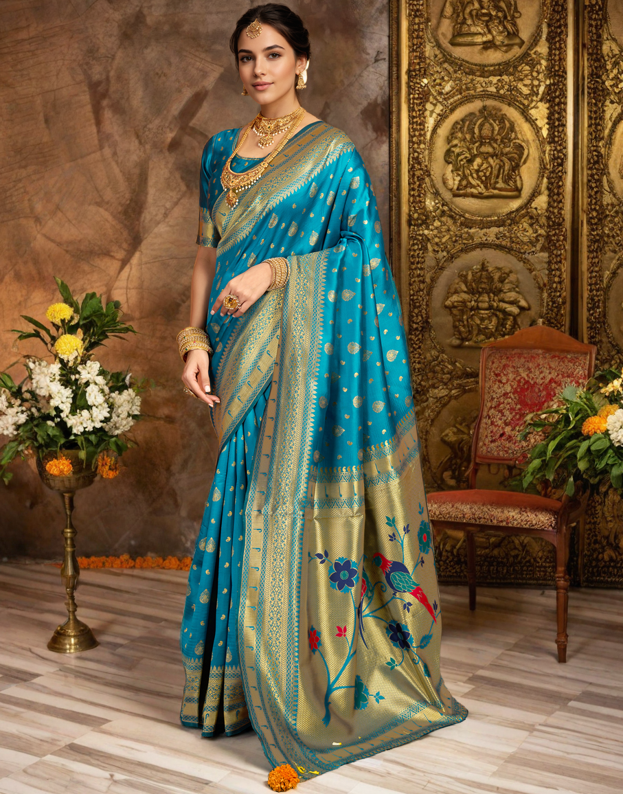Paithani Silk Saree With Zari Weaving Work
