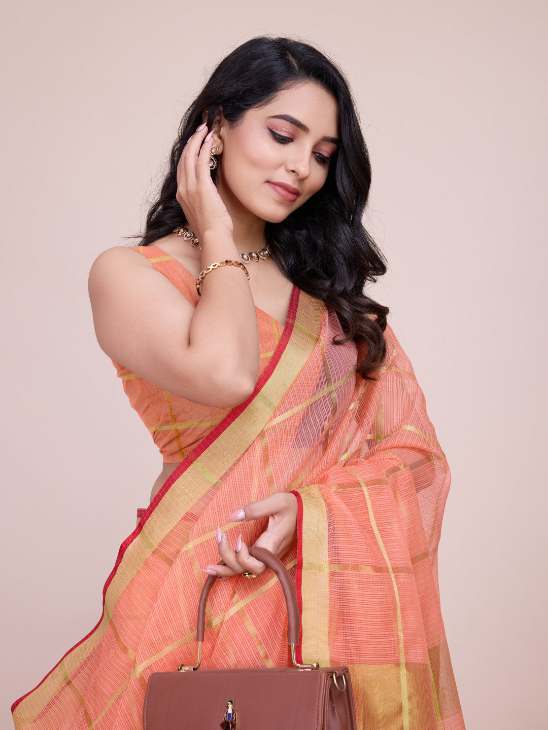 Kota Doriya Saree With Zari Weaving Work