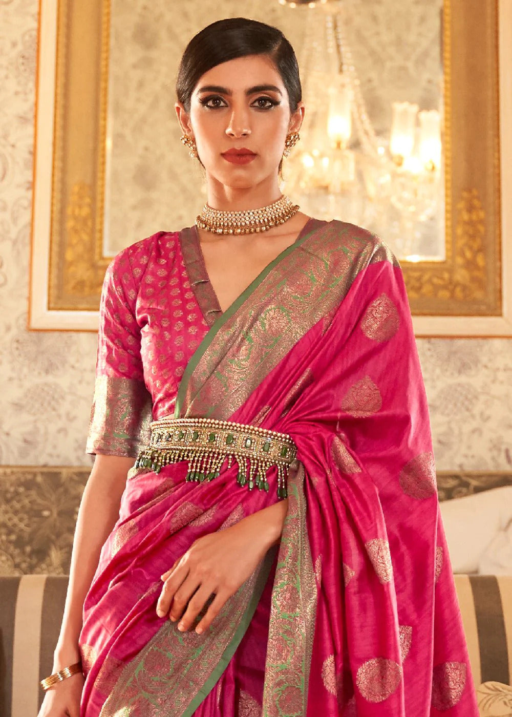 Soft Banarasi Silk Saree With Zari Weaving Work