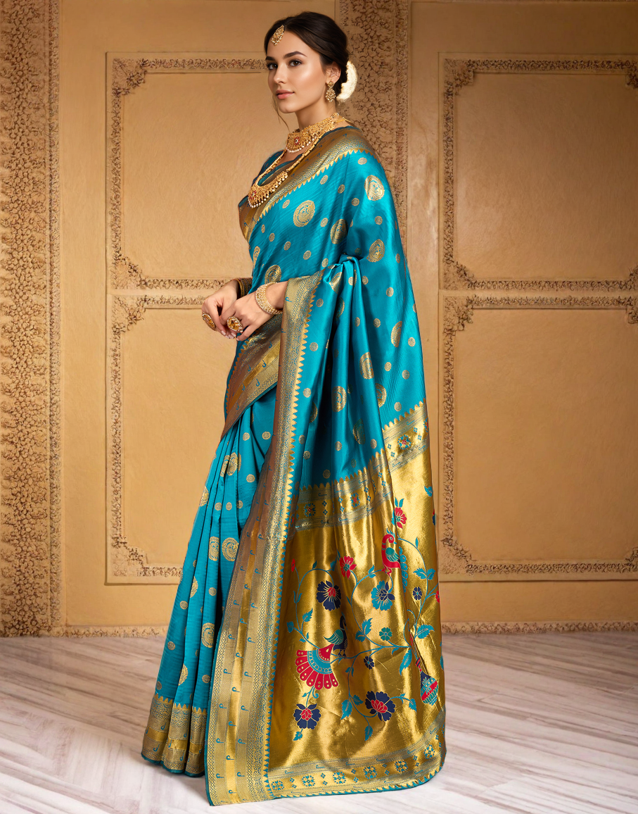 Paithani Silk Saree With Zari Weaving Work