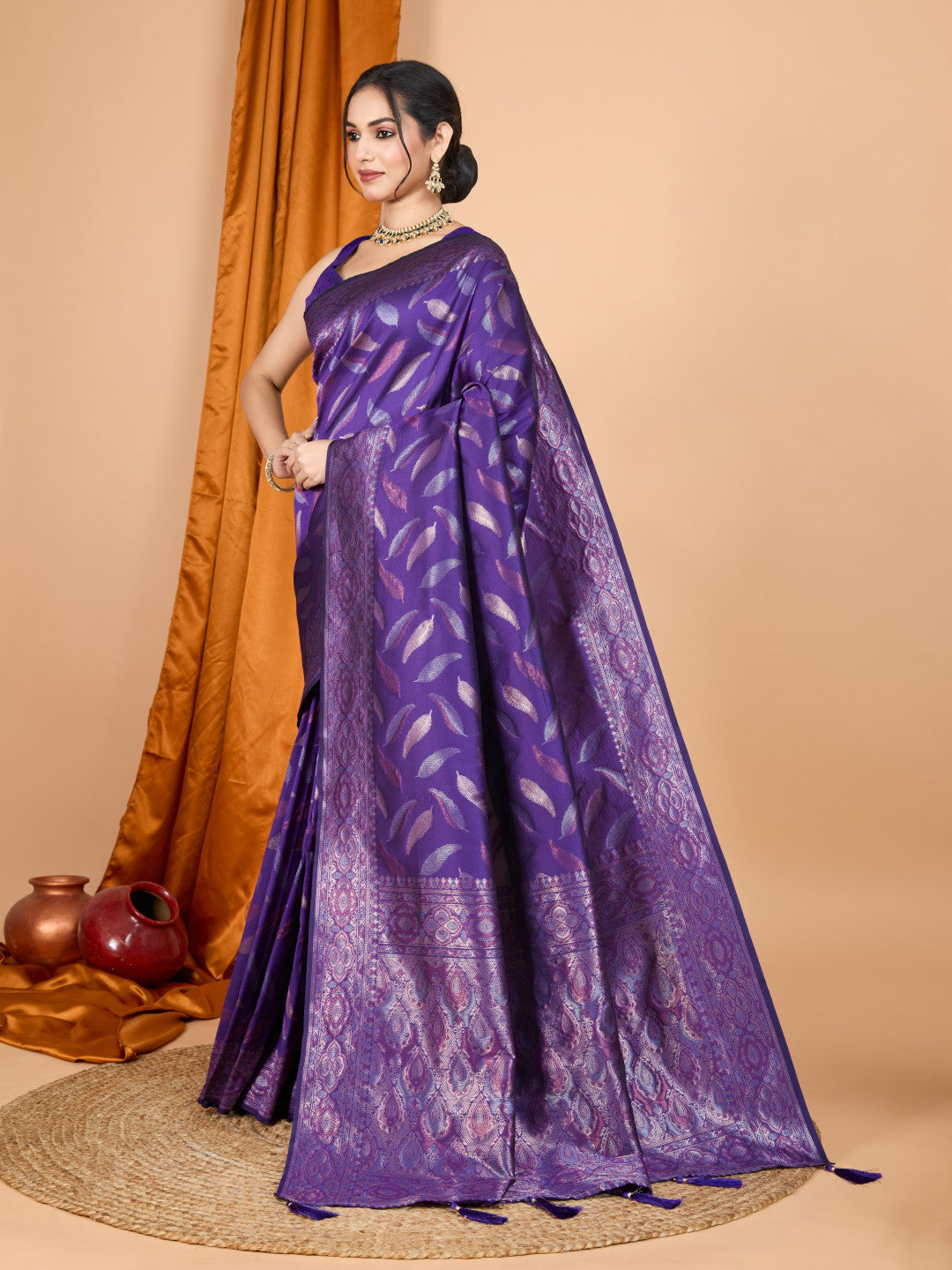 Traditional Banarasi Silk Saree With Zari Weaving Work