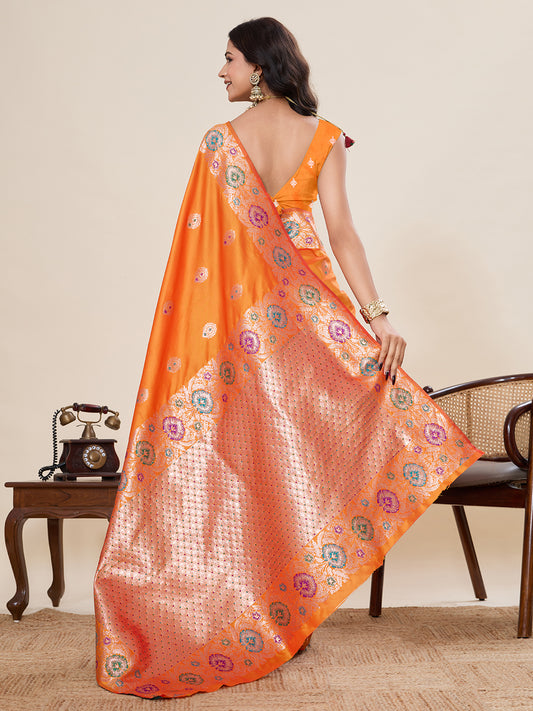 Traditional Yellow Color Jacquard Silk Saree With Zari Work