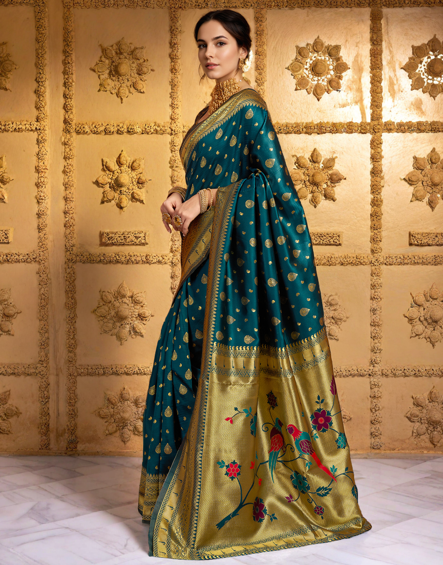 Paithani Silk Saree With Zari Weaving Work