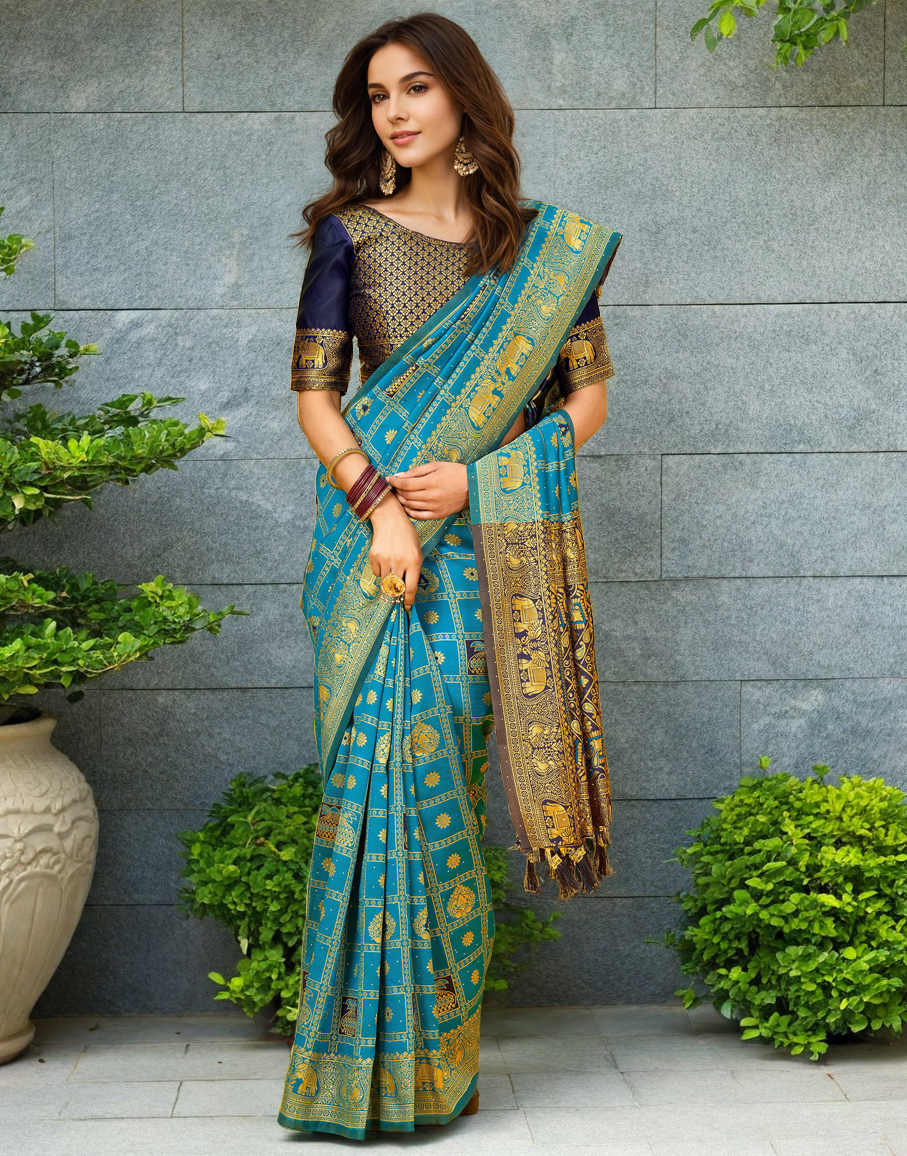 Paithani Silk Saree With Zari Weaving Work