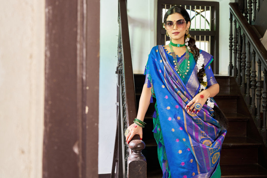 Handloom Raw Silk Saree With Zari Weaving Work