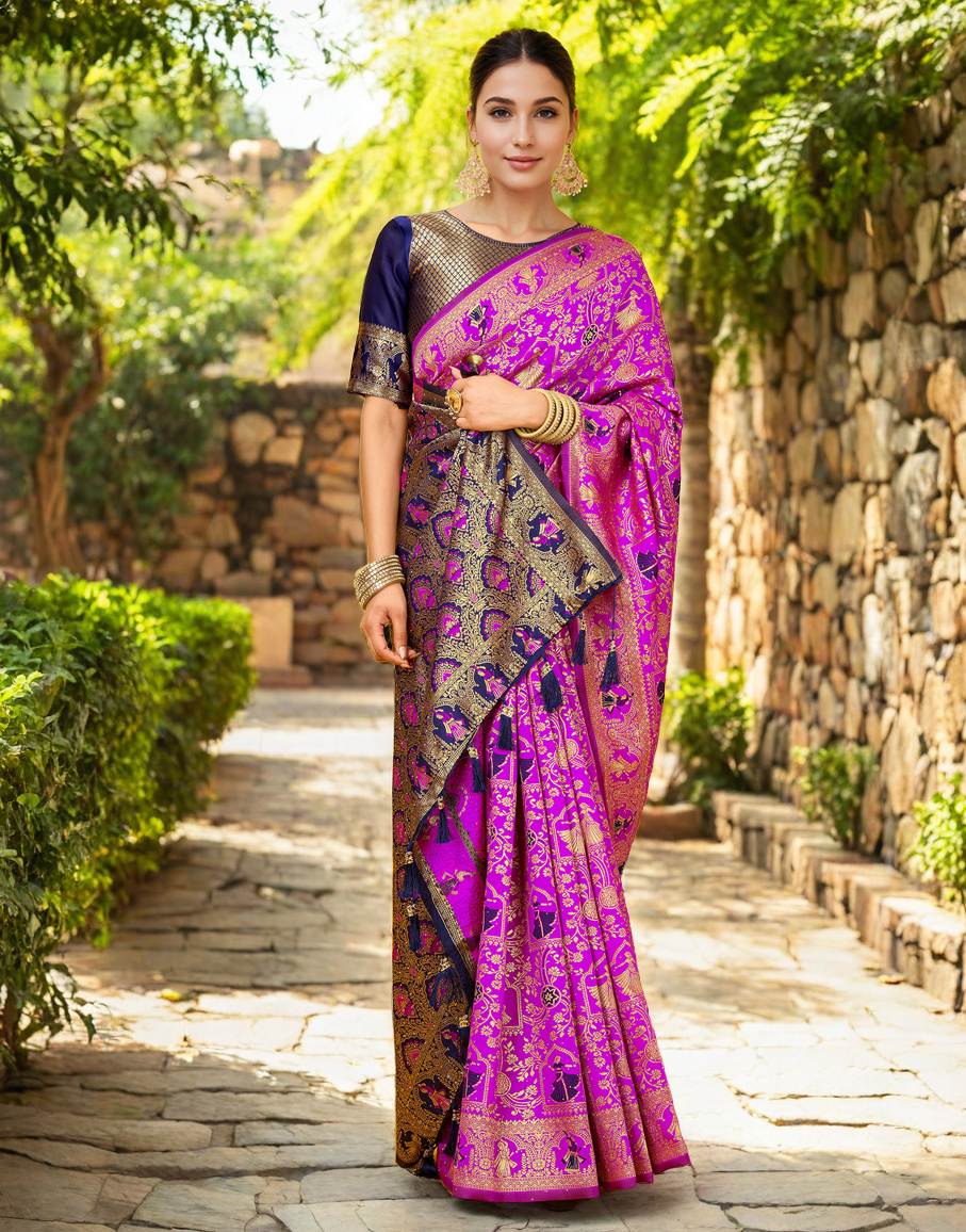 Paithani Silk Saree With Zari Weaving Work