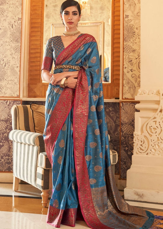 Soft Banarasi Silk Saree With Zari Weaving Work