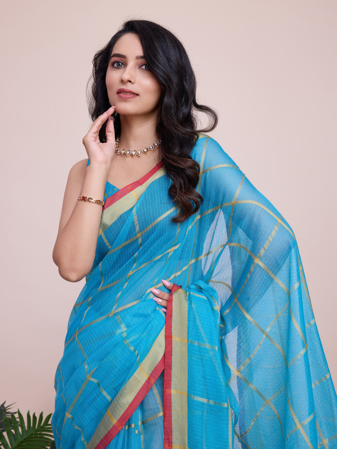 Kota Doriya Saree With Zari Weaving Work