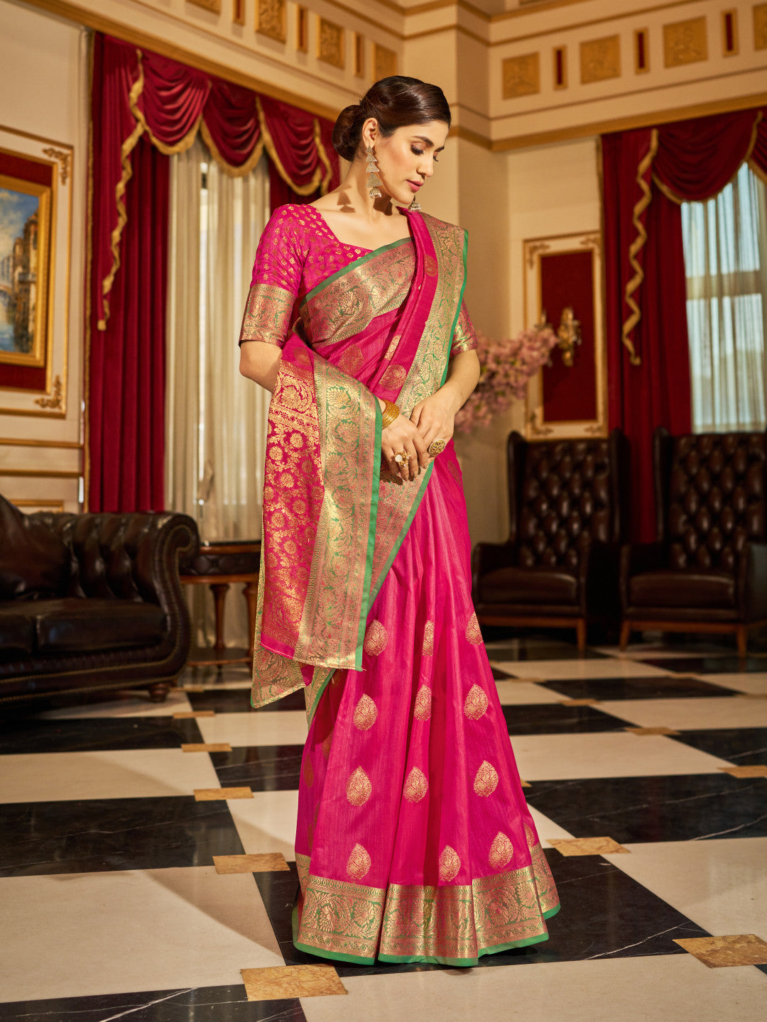 Soft Banarasi Silk Saree With Zari Weaving Work