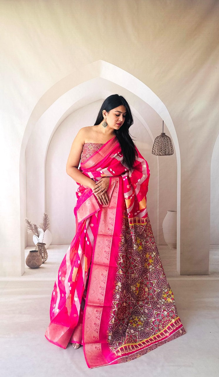 Soft Dola Silk Saree With Digital Printed Work