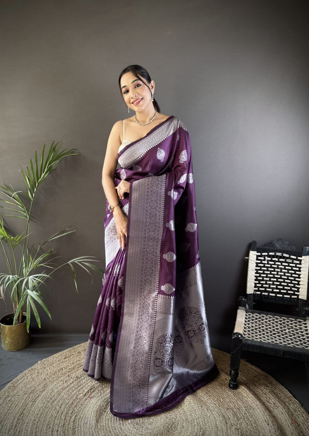 Traditional Banarasi Silk Saree With Zari Weaving Work
