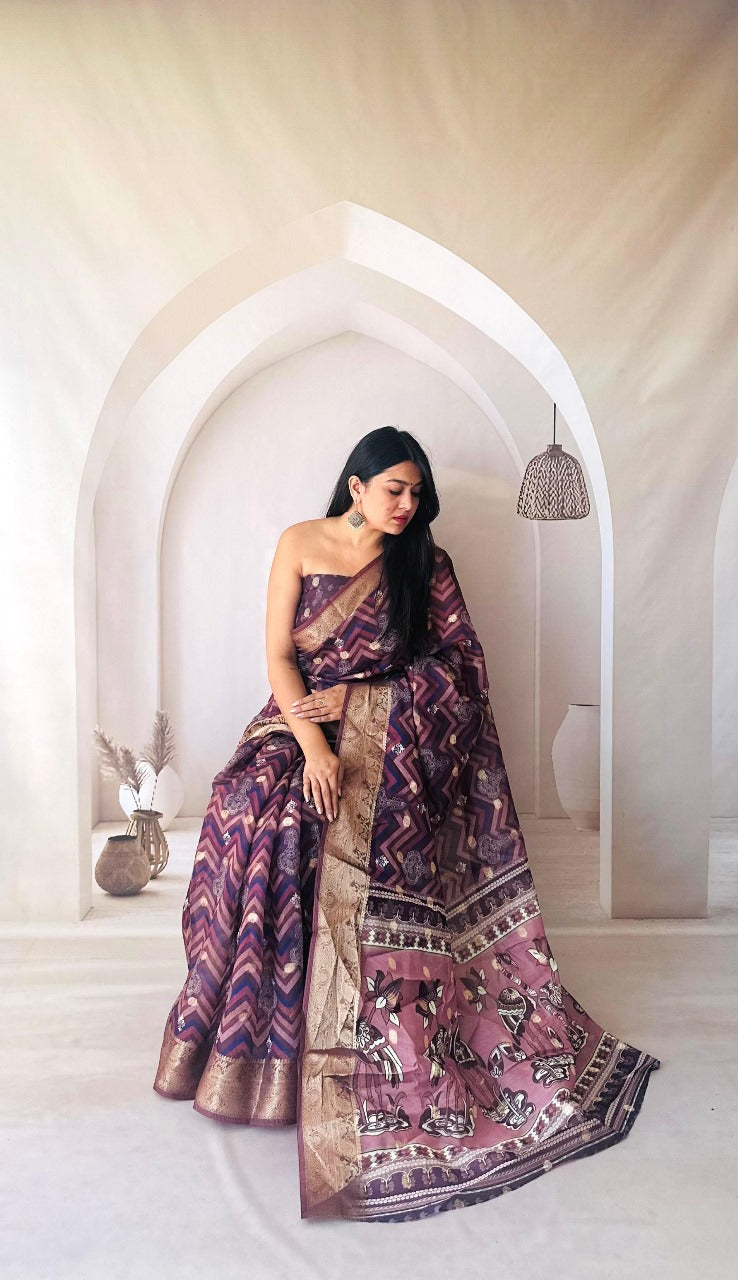 Soft Dola Silk Saree With Digital Printed Work