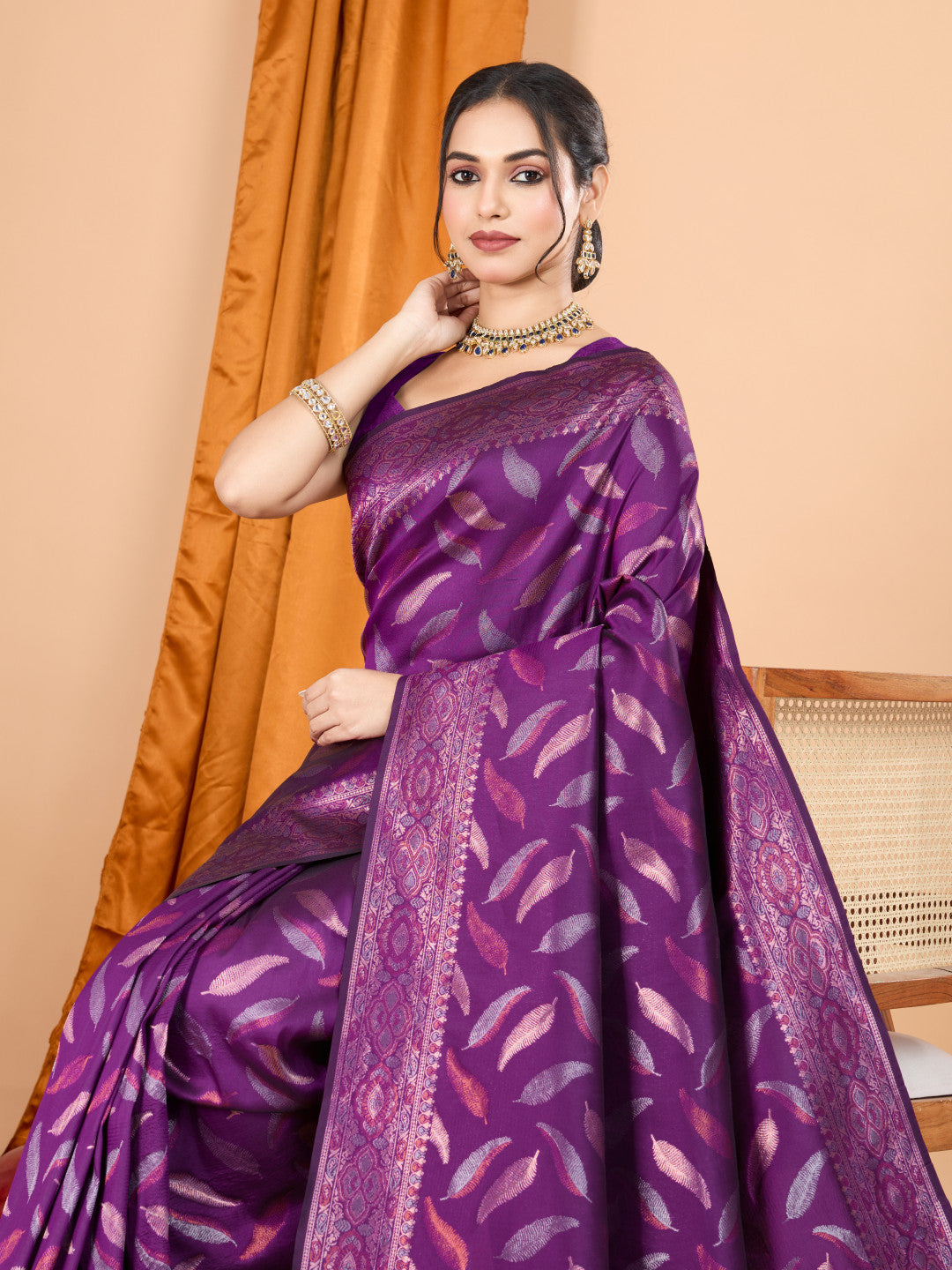 Traditional Banarasi Silk Saree With Zari Weaving Work
