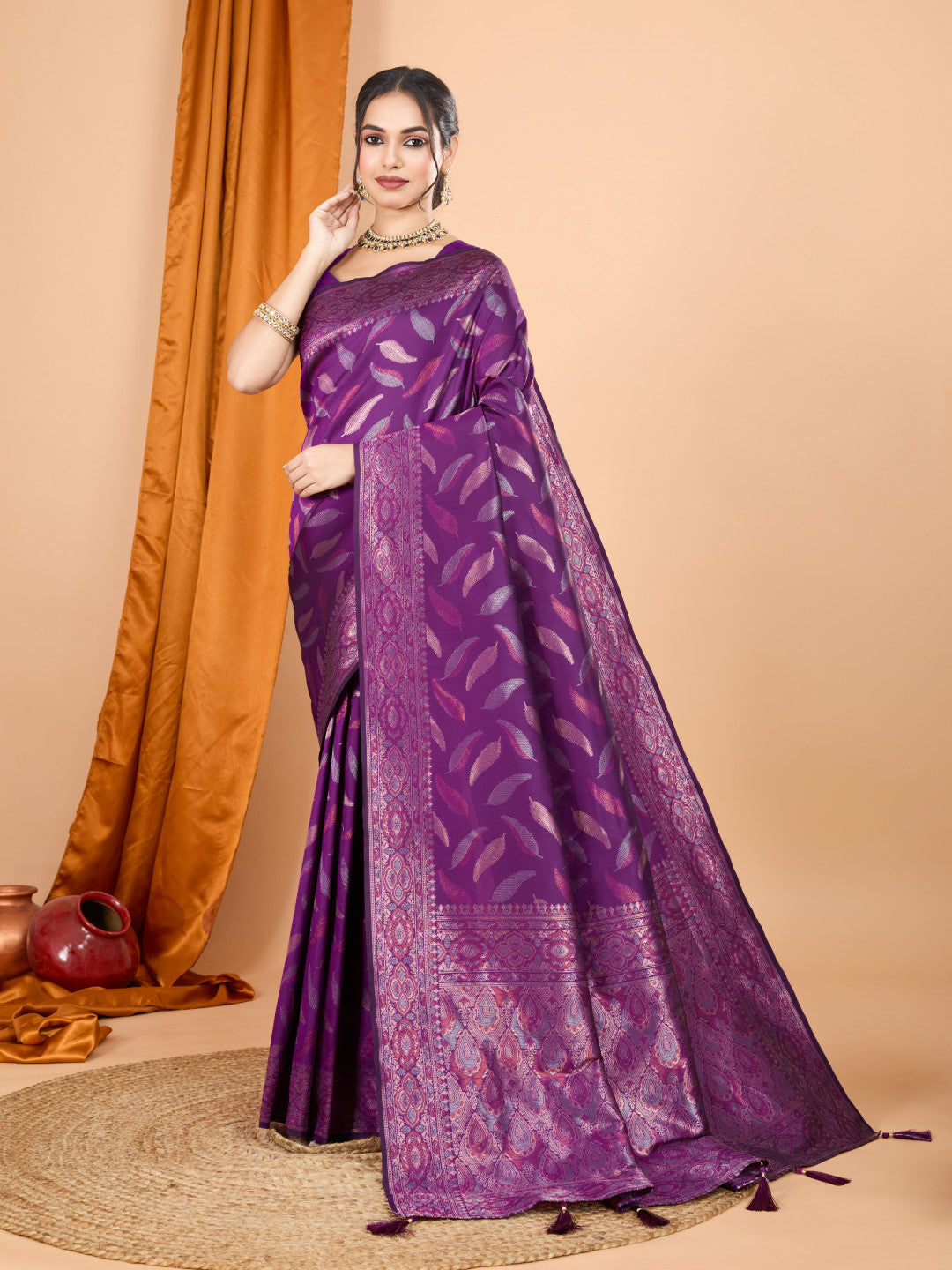 Traditional Banarasi Silk Saree With Zari Weaving Work