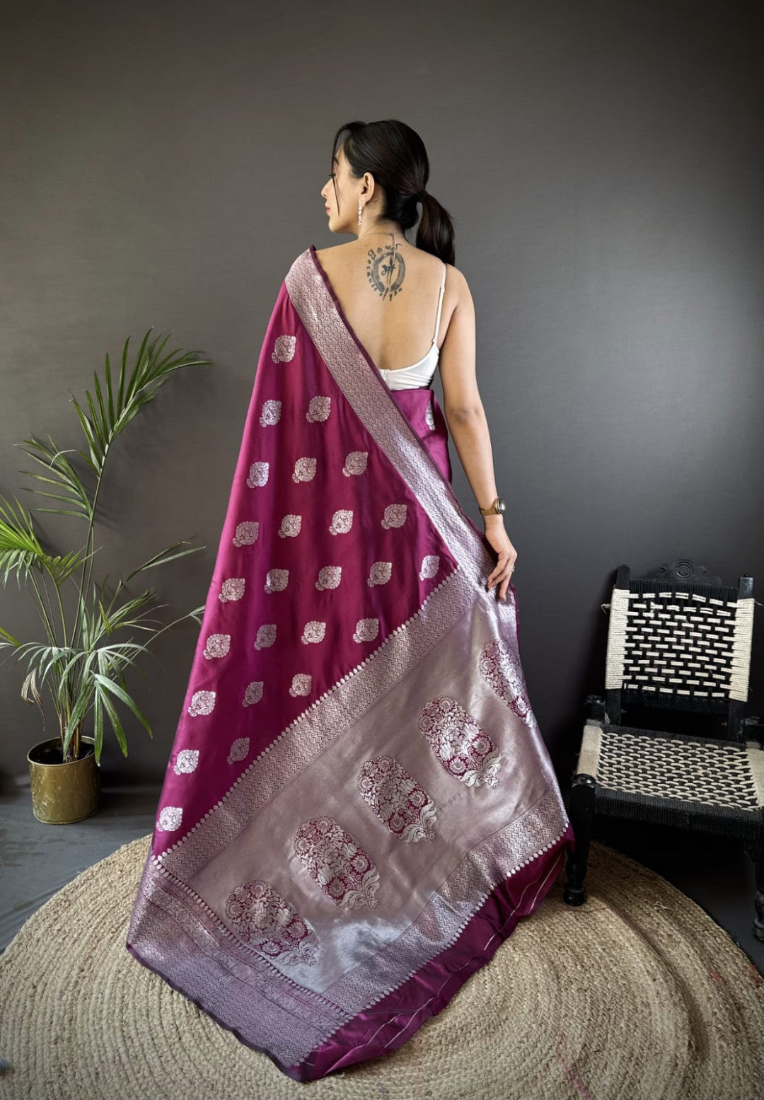 Traditional Banarasi Silk Saree With Zari Weaving Work