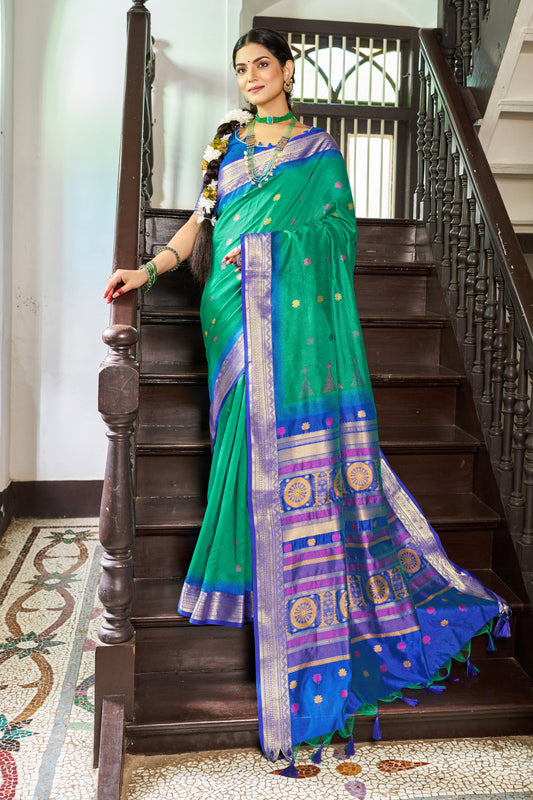 Handloom Raw Silk Saree With Zari Weaving Work