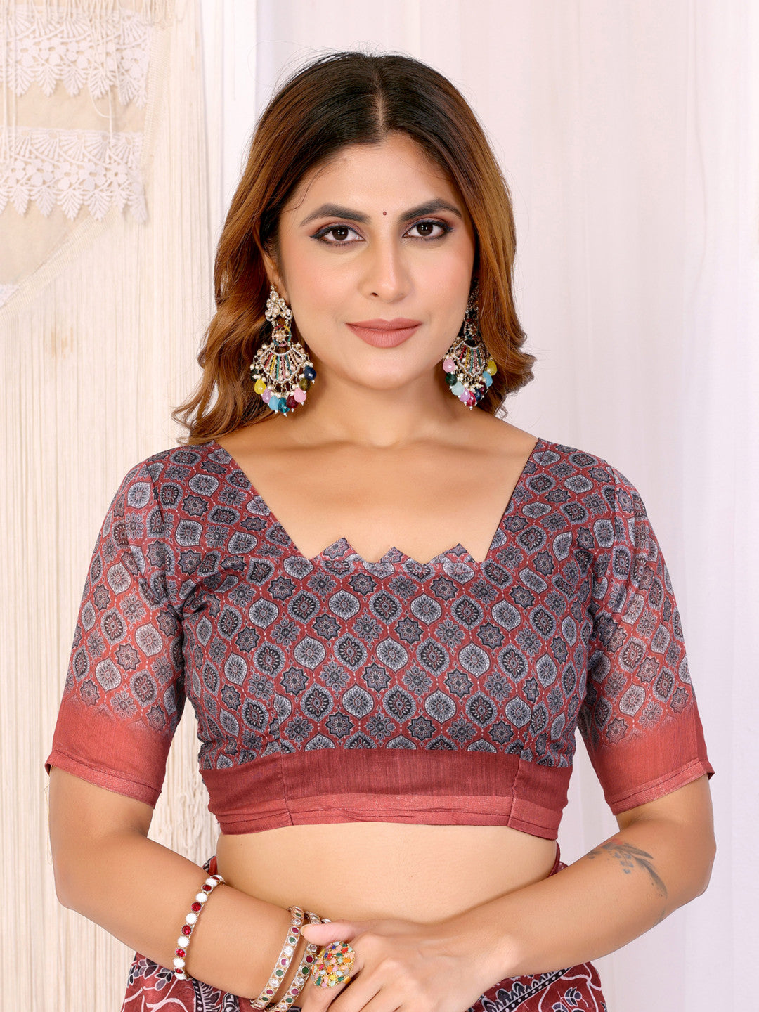 Multi Colour Chanderi Cotton Saree With Digital Printed Work