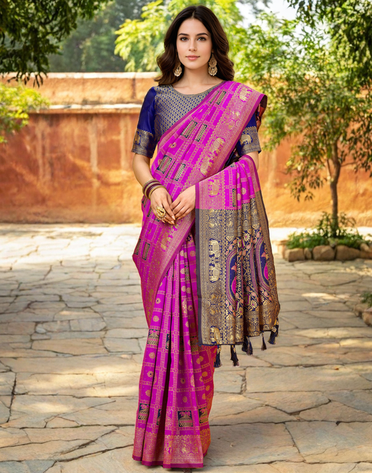 Paithani Silk Saree With Zari Weaving Work